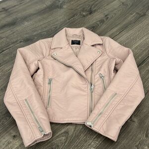 Abercrombie & Fitch leather jacket with silver zippers!! Size Small